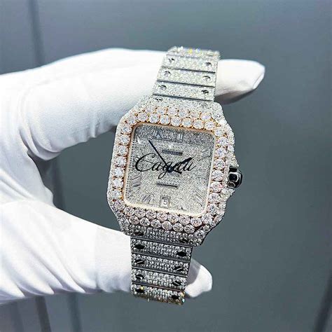 cartier santos full diamond|cartier santos skeleton diamond.